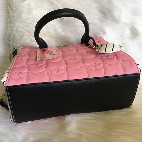 Betsey satchel pink Cat quilted stripe bag tote - Picture 8 of 8